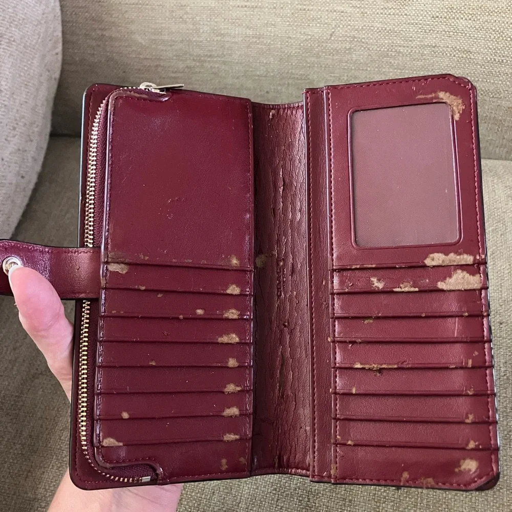 Vintage coach maroon flap wallet